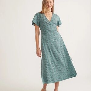 NWT Marine Layer Emlyn Wrap Dress Short Sleeves Hemp Tencel Blend Pockets Medium